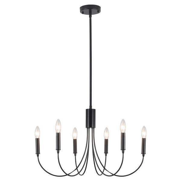 LWYTJO Hook 6-Light Black Classic Candle Style Chandelier for Kitchen ...