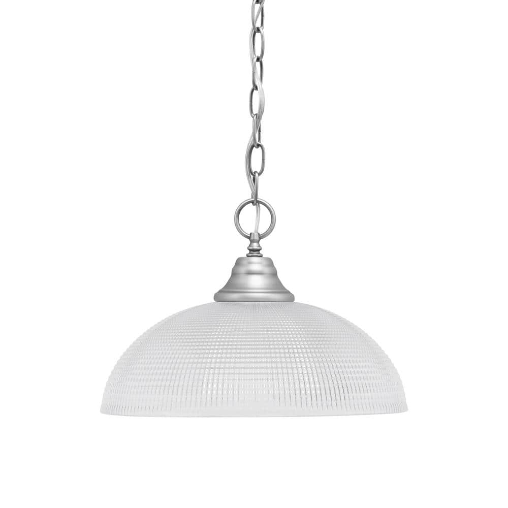 Kingston 100-Watt 1 Light Brushed Nickel Shaded Pendant Light with 13 in. C