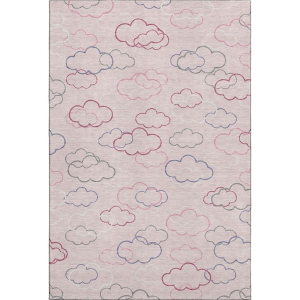 Mayfield Premium Machine Washable Abstract AMF2508 Pink 9 ft. x 12 ft. Area Rug