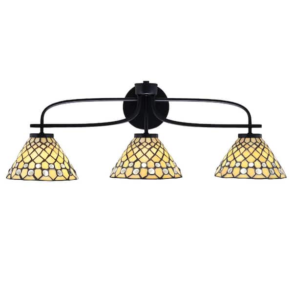 Unbranded Olympia 28.75 in. 3-Light Matte Black Vanity Light