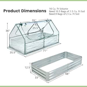 Galvanized Steel Raised Garden Bed Metal Planter Box Kit w/Mini Greenhouse Cover