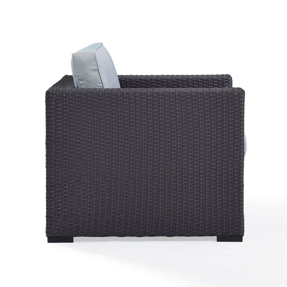 Biscayne Outdoor Wicker Armchair with Mist Cushions