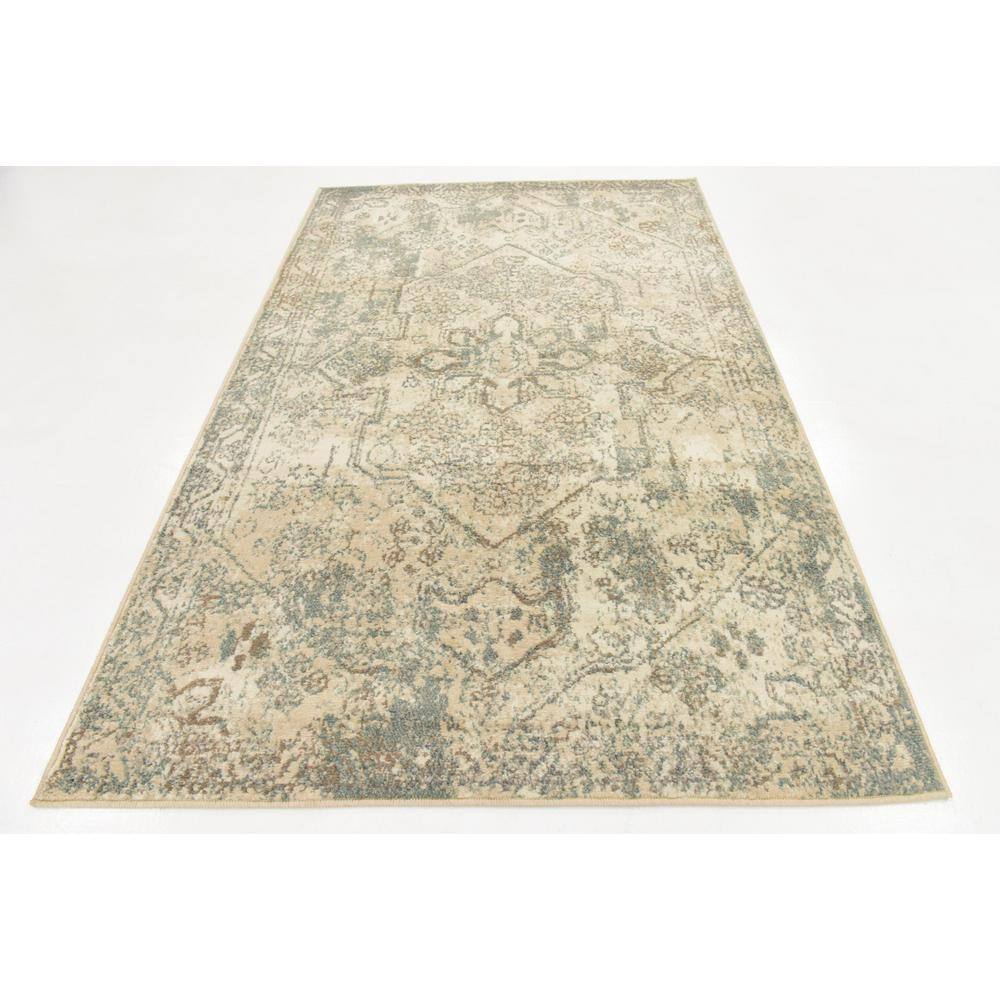 Gray Abstract Low Pile Stain-Resistant Area Rug
