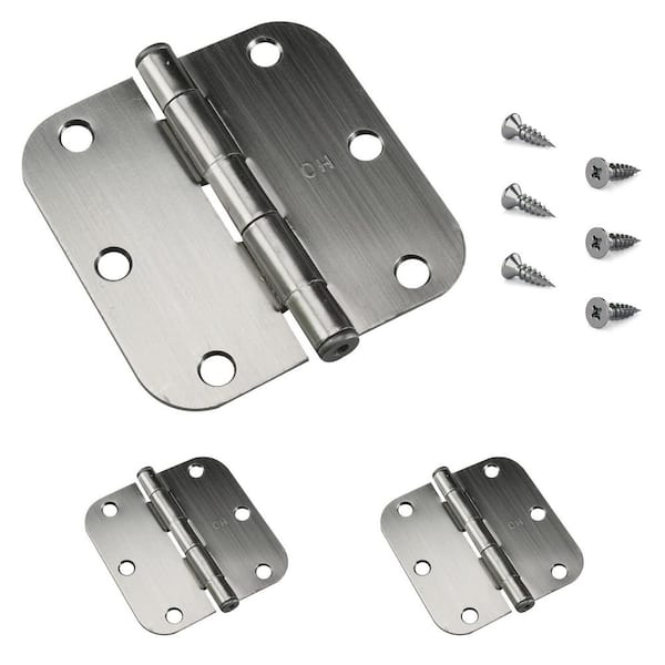 3-1/2 in. x 3-1/2 in. Antique Nickel Full Mortise Butt Hinge with Removable Pin (3-Pack)