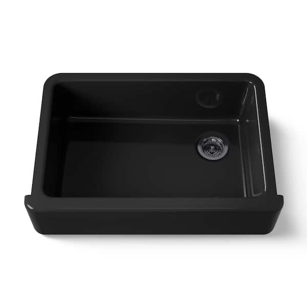 KOHLER Whitehaven Farmhouse Apron-Front Cast-Iron 33 in. Single Basin Kitchen Sink in Black