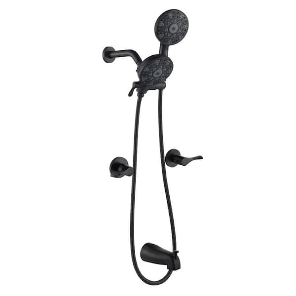 Unbranded Double Handle 6-Spray Tub and Shower Faucet with Handheld Shower 2.2 GPM High Pressure in. Matte Black Valve Included