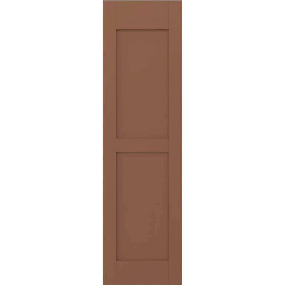 15 in. W x 44 in. H Americraft 2-Equal Flat Panel Exterior Real Wood Shutters Pair in Burnt Toffee price history on PriceWatchPro
