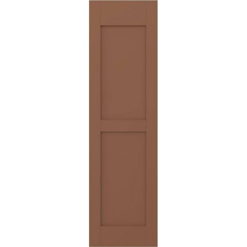 18 in. W x 42 in. H Americraft 2-Equal Flat Panel Exterior Real Wood Shutters Pair in Burnt Toffee price history on PriceWatchPro