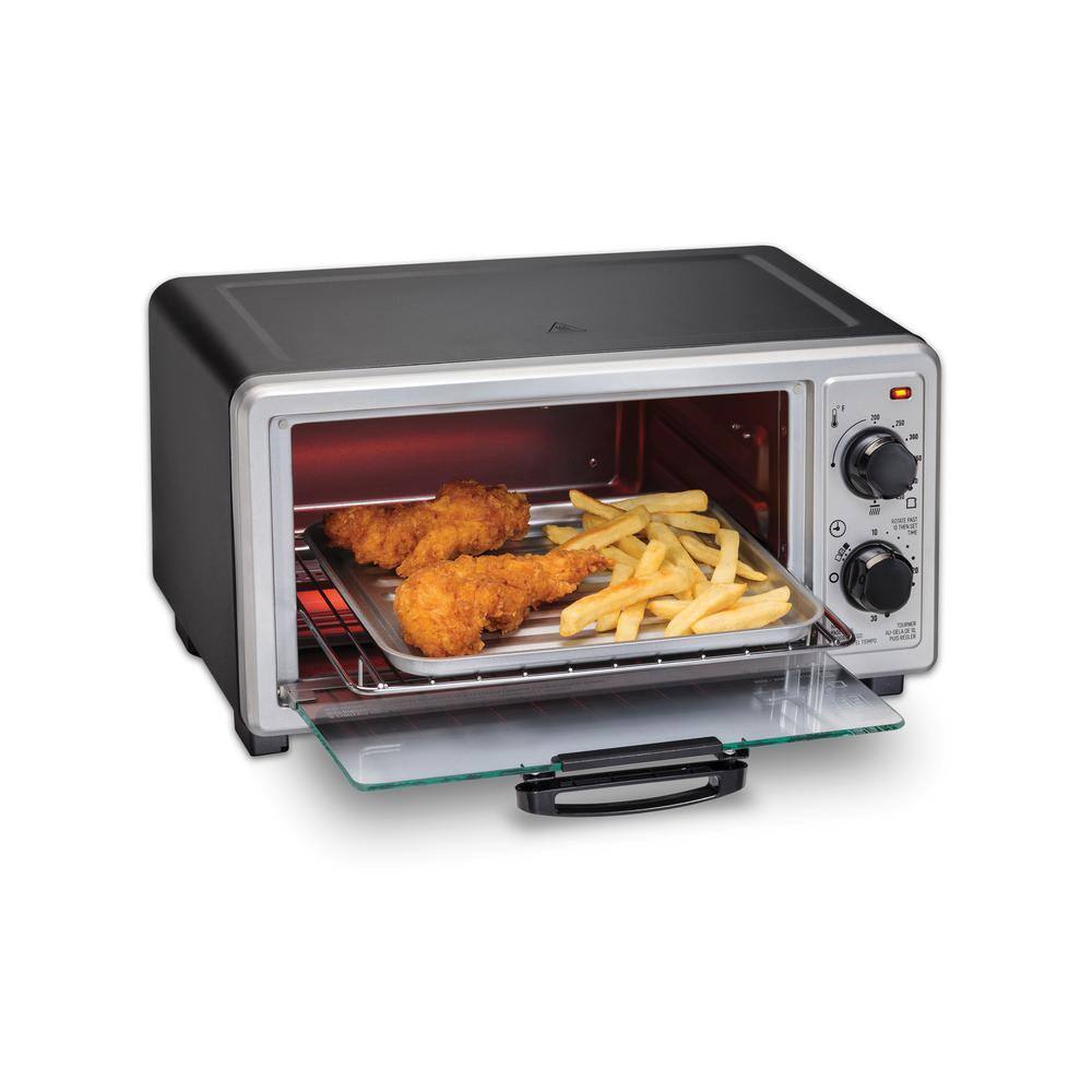 Proctor Silex Black and Silver 4-Slice Toaster Oven Broiler