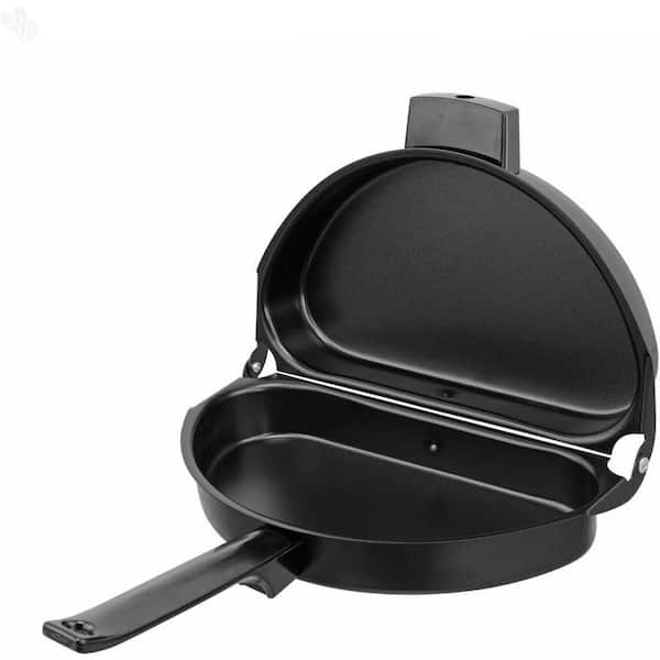 Nonstick Omelet Pan Black Finish Aluminum Easy Flip Design Dual-Sided Cooking with Cool Handle for Eggs Bacon
