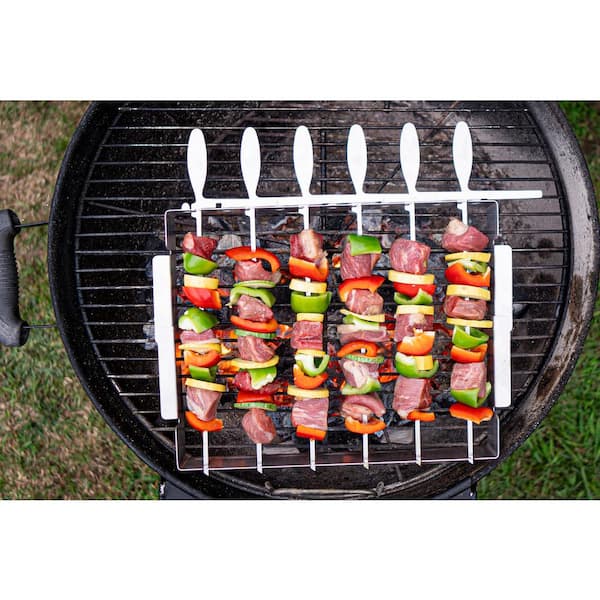 Yukon Glory BBQ Kabob Grill Rack | Rotating Kebab Skewers | Metal Skewers for Grilling | Collapsible Stainless Steel Kabob Skewers Holder | Grilling