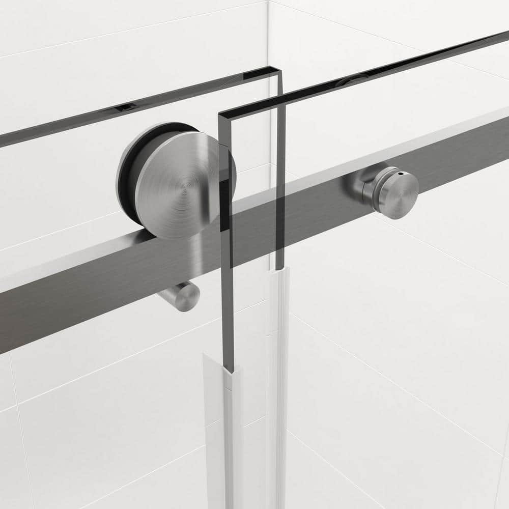 60'' Brushed Nickel Frameless Sliding Shower Enclosure