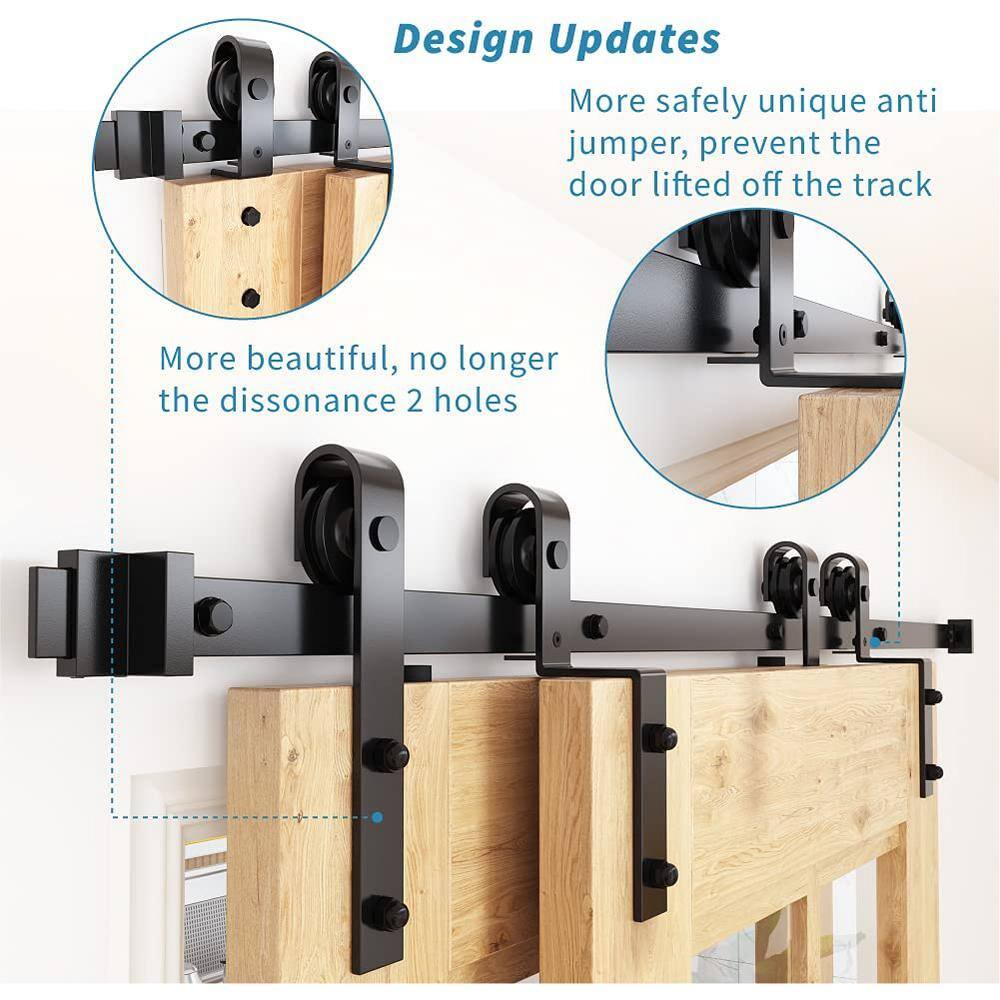 Matte Black Single Bypass Barn Door Hardware Kit