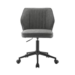 Pakuna Vintage Gray PU and Black Fabric Adjustable Office Chair