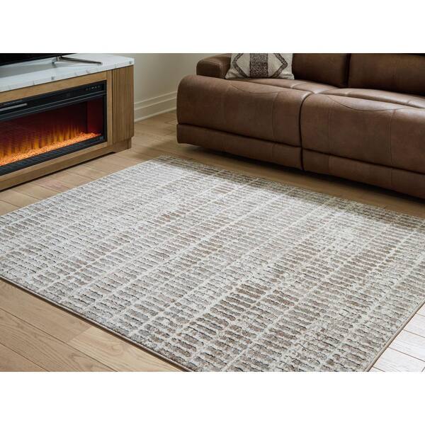 Fuadwick 5 ft. x 7 ft. Gray/White Striped Area Rug