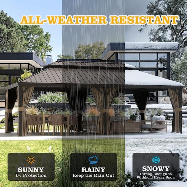 Yardsight 12 ft. x 22 ft. Aluminum Hardtop Outdoor Gazebo with