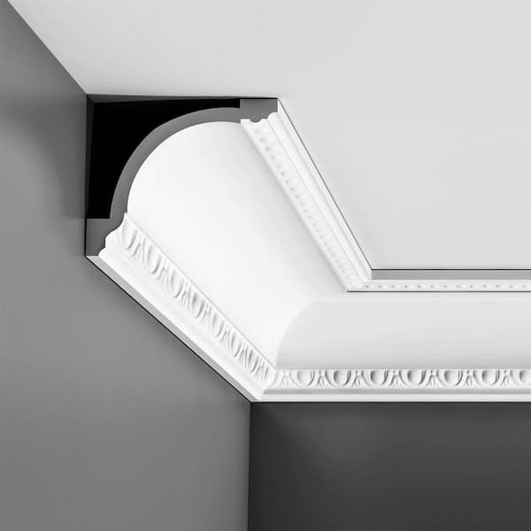 ORAC DECOR 4-5/8 in. x 5-1/4 in. x 78-3/4 in. Egg and Dart, and Beads Primed White Polyurethane Crown Moulding (9-Pack)