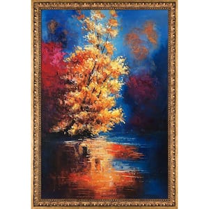 "River Reproduction with Versailles Gold Frame " by Justyna Kopania Canvas Print