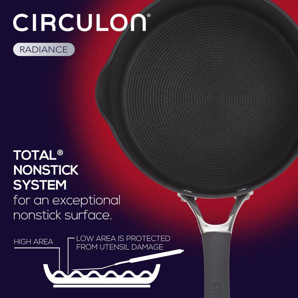 Radiance Gray 3 Quart Hard-Anodized Aluminum Nonstick Saucepan with Pour Spout