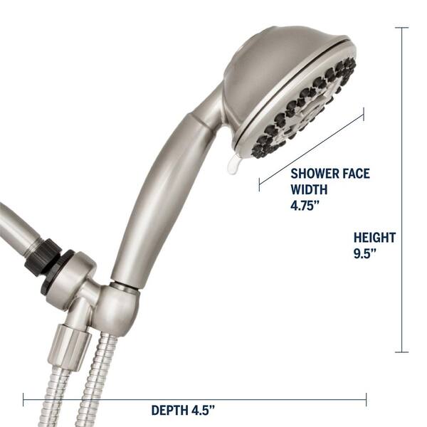 9-Spray 4.5 in. Single Wall Mount Low Flow Handheld Adjustable Shower Head in Brushed Nickel