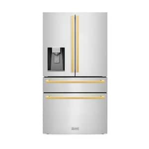 Autograph Edition 36 in. 4-Door French Door Refrigerator with Ice and Water Dispenser in Stainless Steel Polished Gold