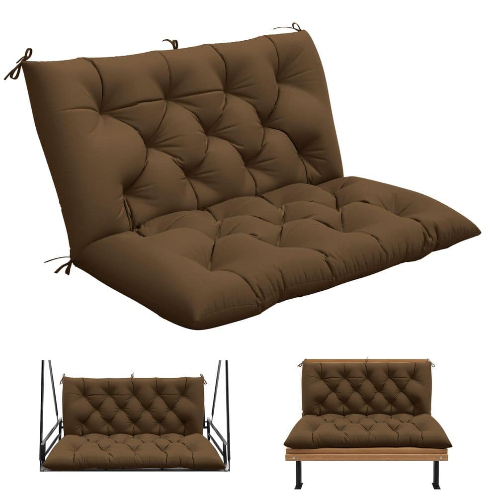 40 in. x 40 in. Patio Contoured Replacement Bench Cushion Outdoor Porch Swing Cushion Cushion Chocolate