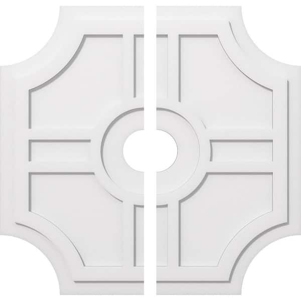 Ekena Millwork 1 in. P X 11-1/4 in. C X 34 in. OD X 5 in. ID Haus Architectural Grade PVC Contemporary Ceiling Medallion, Two Piece
