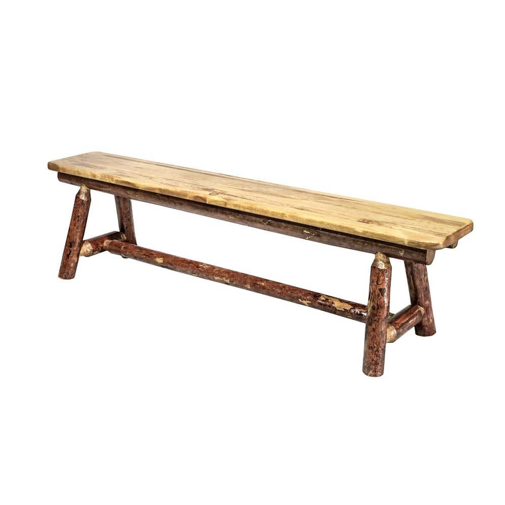 Rustic Glacier Country Solid Wood 6' Plank Bench