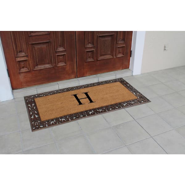 A1 Home Collections A1HC Paisley Black 30 in. x 60 Rubber and Coir  Monogrammed E Durable Outdoor Entrance Door Mat A1HC200113-E - The Home  Depot