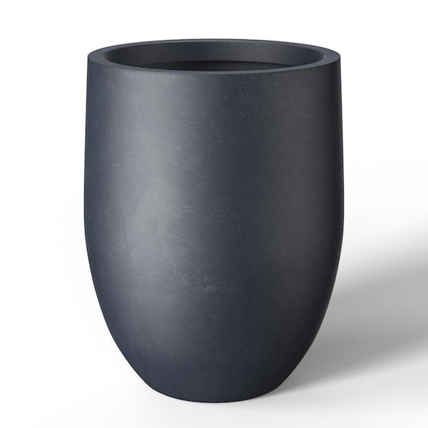 Sapcrete 17 in. Large Granite Gray(Enhanced Interior) Concrete Round Planter / Pot with Drainage Holes