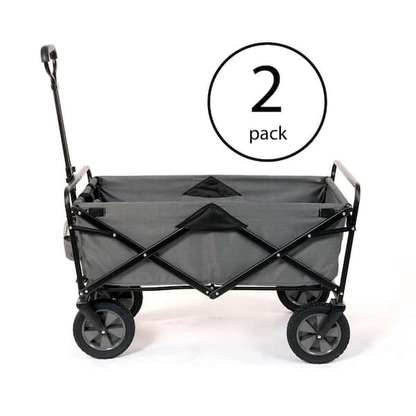 Mac Sports Collapsible Steel Frame Outdoor Garden Camping Wagon in Gray (2-Pack)