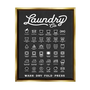 Laundry Business Symbols Chart Simple by Lettered and Lined Floater Frame Typography Wall Art Print 21 in. x 17 in.