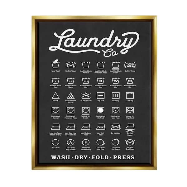 The Stupell Home Decor Collection Laundry Business Symbols Chart Simple by Lettered and Lined Floater Frame Typography Wall Art Print 21 in. x 17 in.