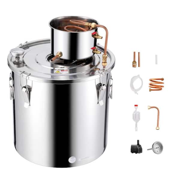 13.2 Gal. / 50 L Alcohol Still, Stainless Steel Water Alcohol Distiller with Copper Coil, Home Brewing Kit