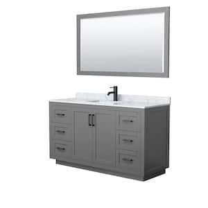 Miranda 60 in. W Single Bath Vanity in Dark Gray with Marble Vanity Top in White Carrara with White Basin and Mirror