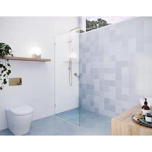 28.5 in. x 78 in. Frameless Fixed Shower Door in Polished Brass without Handle