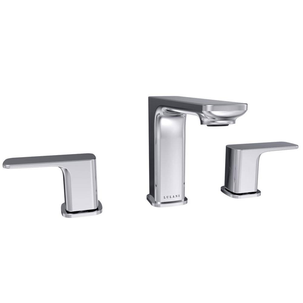 Corsica Chrome 8" Widespread Modern Bathroom Faucet with Drain Assembly