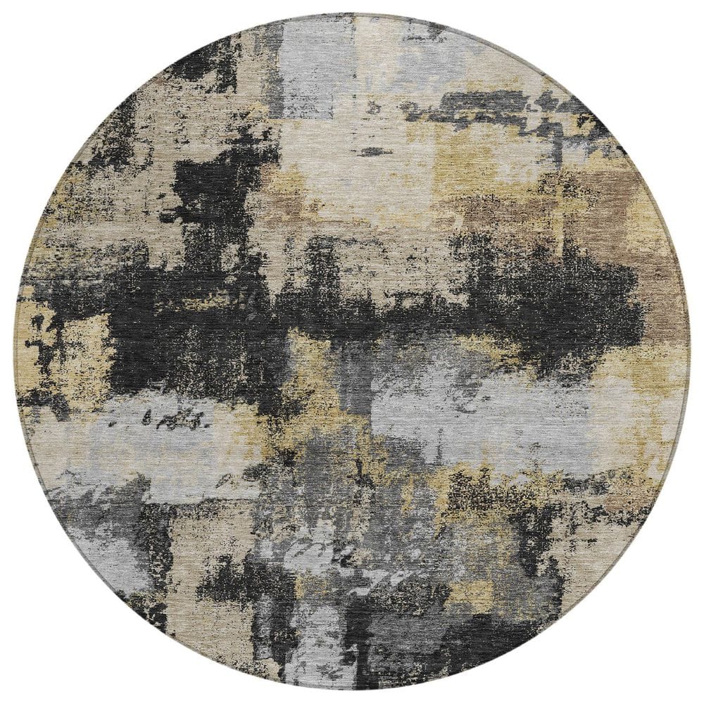 Chantille Machine Washable Indoor/Outdoor Abstract ACN2913 Black 8 ft. x 8 ft. Round Rug price history on PriceWatchPro