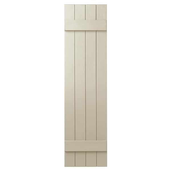 Ply Gem 15 in. x 47 in. Polypropylene 4-Board Closed Board and Batten Shutters Pair in Sand Dollar
