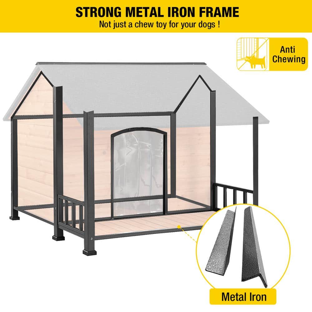 Large Weatherproof Wood and Iron Dog House with Balcony