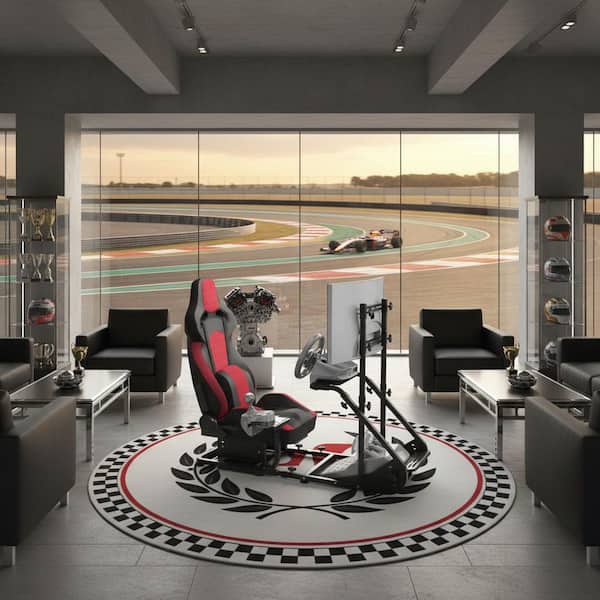 PUSL Leather Simulator Reclining Gaming Chair with Adjustable Seat and Stand, Compatible with Gaming Console, Racing Red