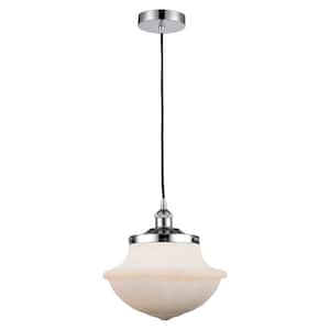 Oxford 100-Watt 1-Light Polished Chrome Shaded Mini Pendant Light with Frosted Glass Frosted Glass Shade