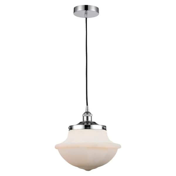 Innovations Oxford 100-Watt 1-Light Polished Chrome Shaded Mini Pendant Light with Frosted Glass Frosted Glass Shade
