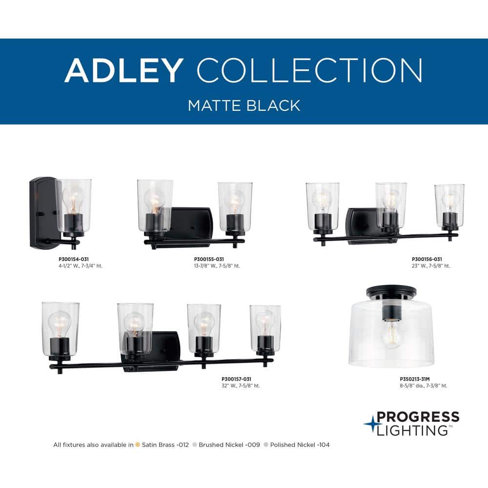 Adley Black Steel Wall Sconce with Clear Glass Shade