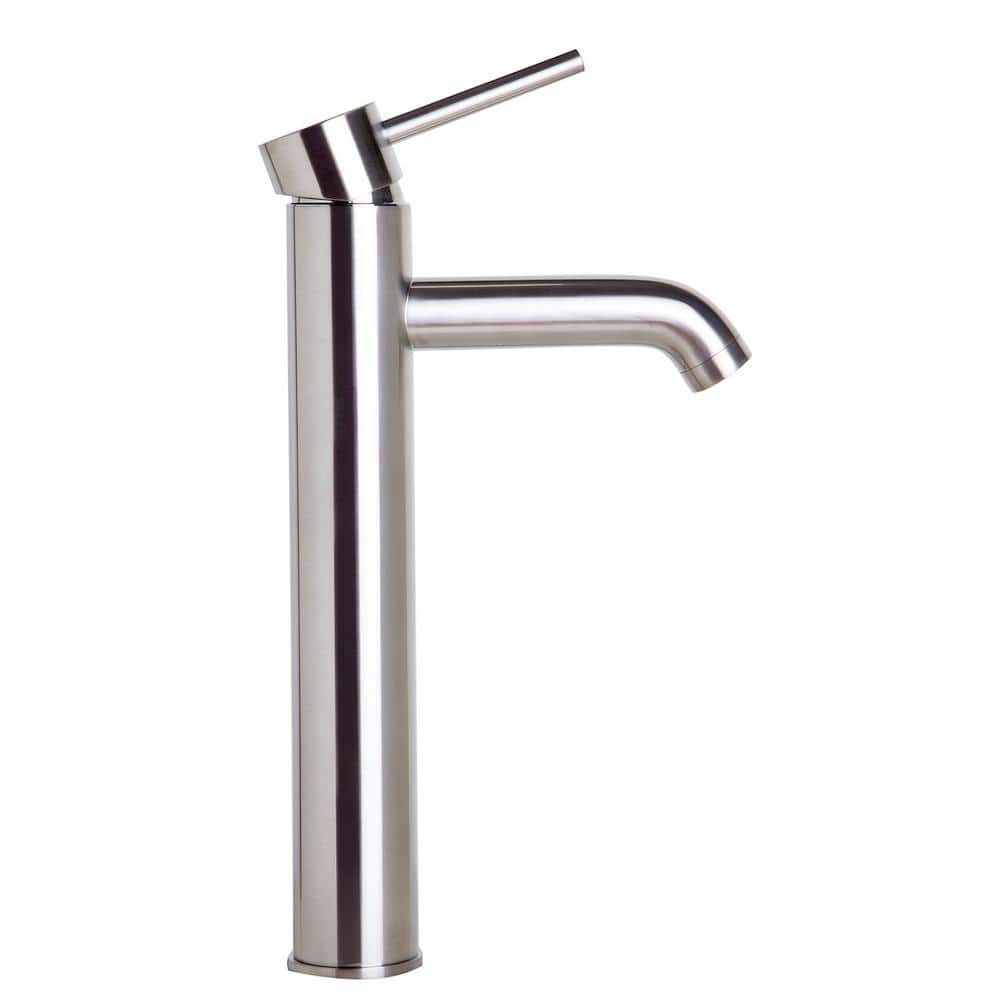 Tall Brushed Nickel Single Lever Bathroom Faucet