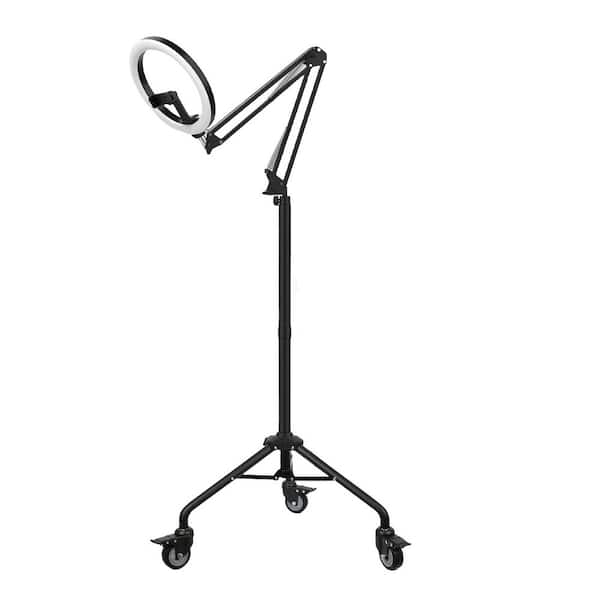 BIBIVIS Ring Light Tripod for iPhone, Overhead Phone/Camera Mount with Casters Phone Tripod with Light for Video Recording
