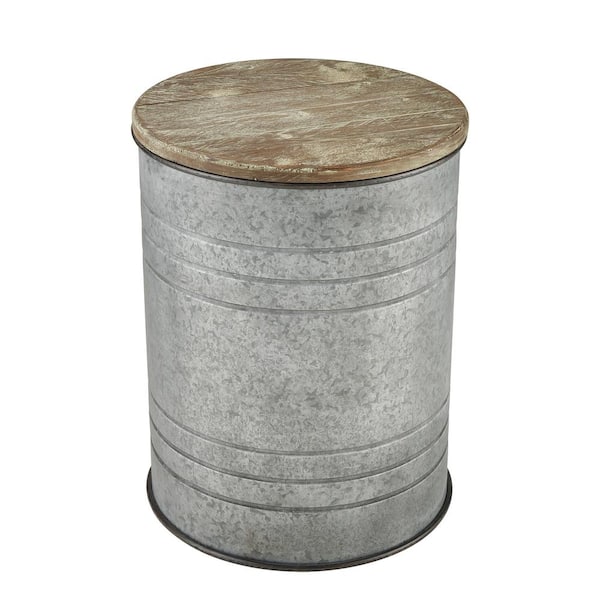 Unbranded Flora 16 in. Galvanized Round Metal Accent Table