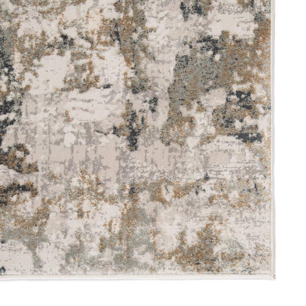 Gray and Ivory Abstract 9' x 12' Viscose Area Rug