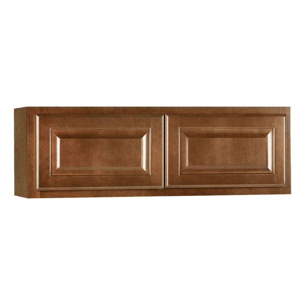Hampton Bay Hampton Assembled 30x12x12 in. Wall Bridge Kitchen Cabinet in Cognac, Red