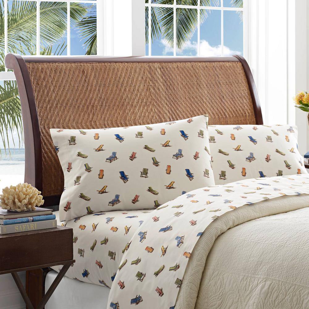 Beach Chairs Multicolor Cotton Percale Queen Sheet Set